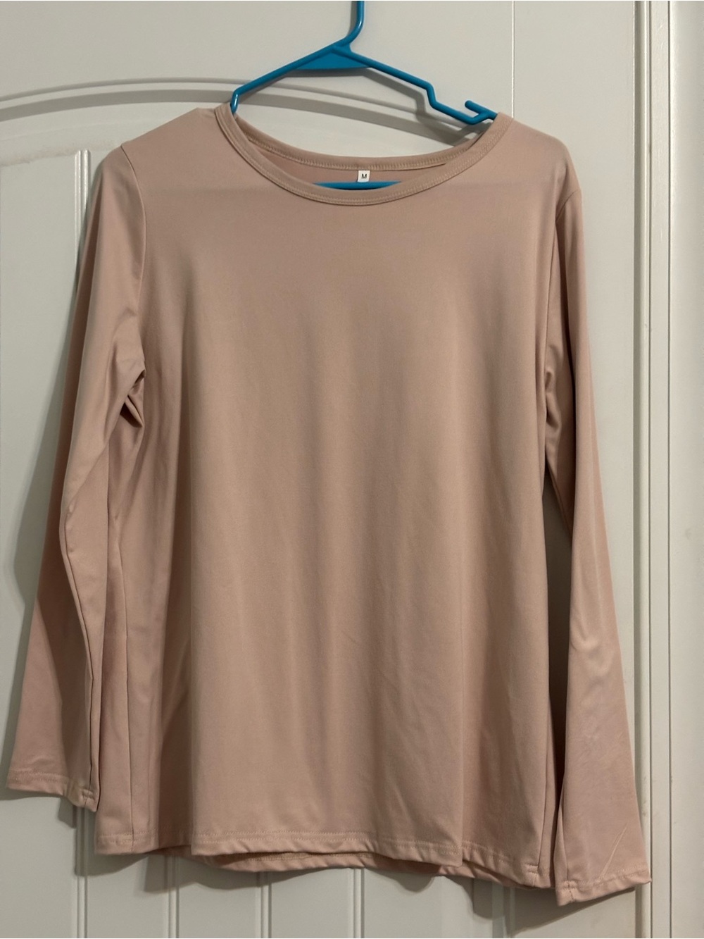 Basic Long-Sleeve Crewneck Top - Beige